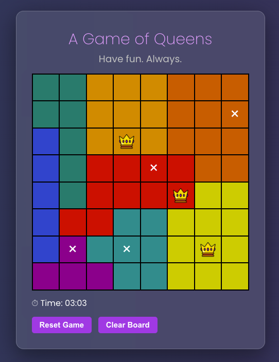 Recreating the Queens Game in Vue